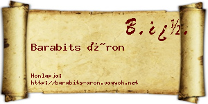 Barabits Áron névjegykártya